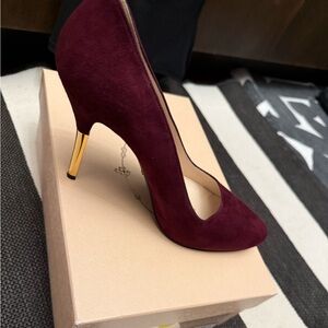 Prada Burgundy Heels with Gold Stiletto